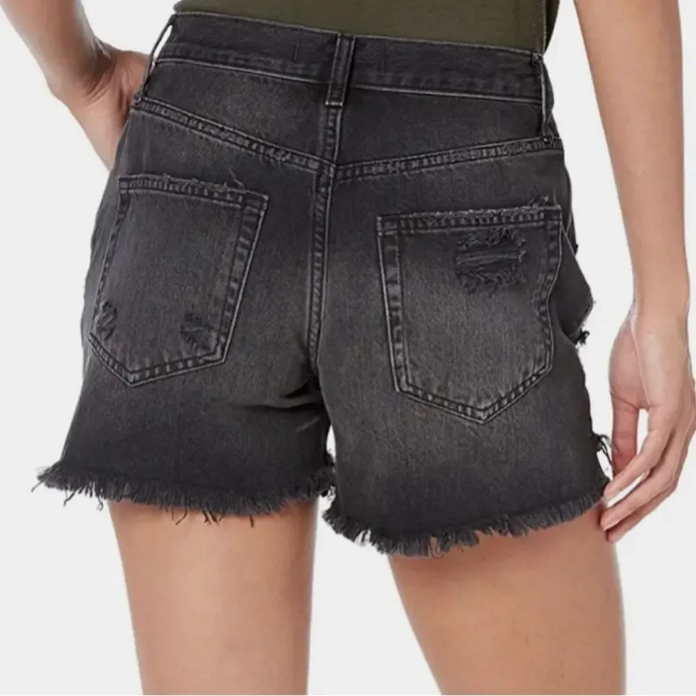 Free People We The Free Maggie Jean Shorts Montero Black Destroyed Wash Size 27